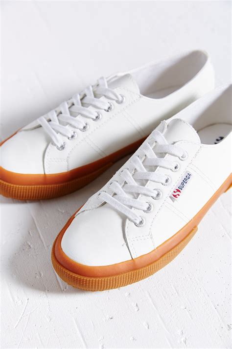 white sneakers gum sole